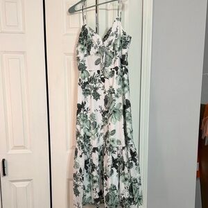 Trixxi Green and White Floral Maxi Dress